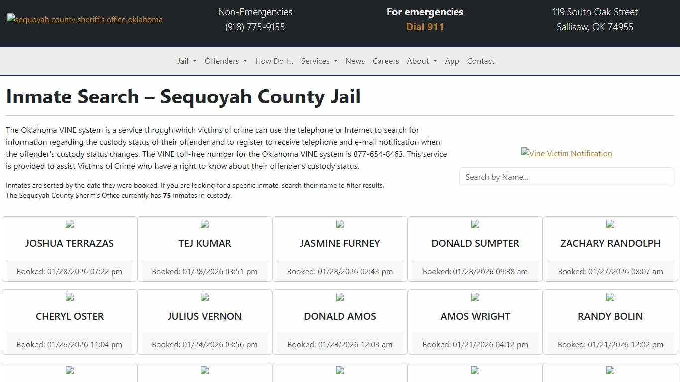 Inmate Search Sequoyah County Sheriff's Office